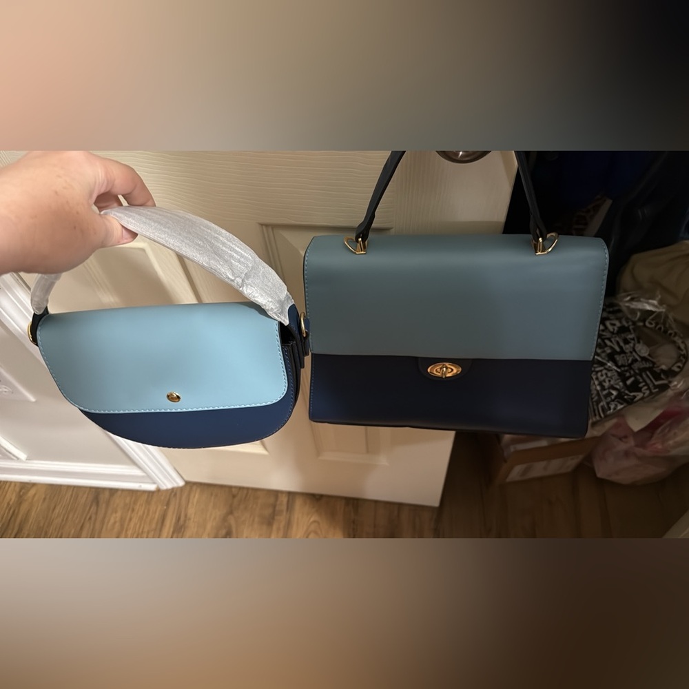 Stylish Blue and Navy Handbag Set